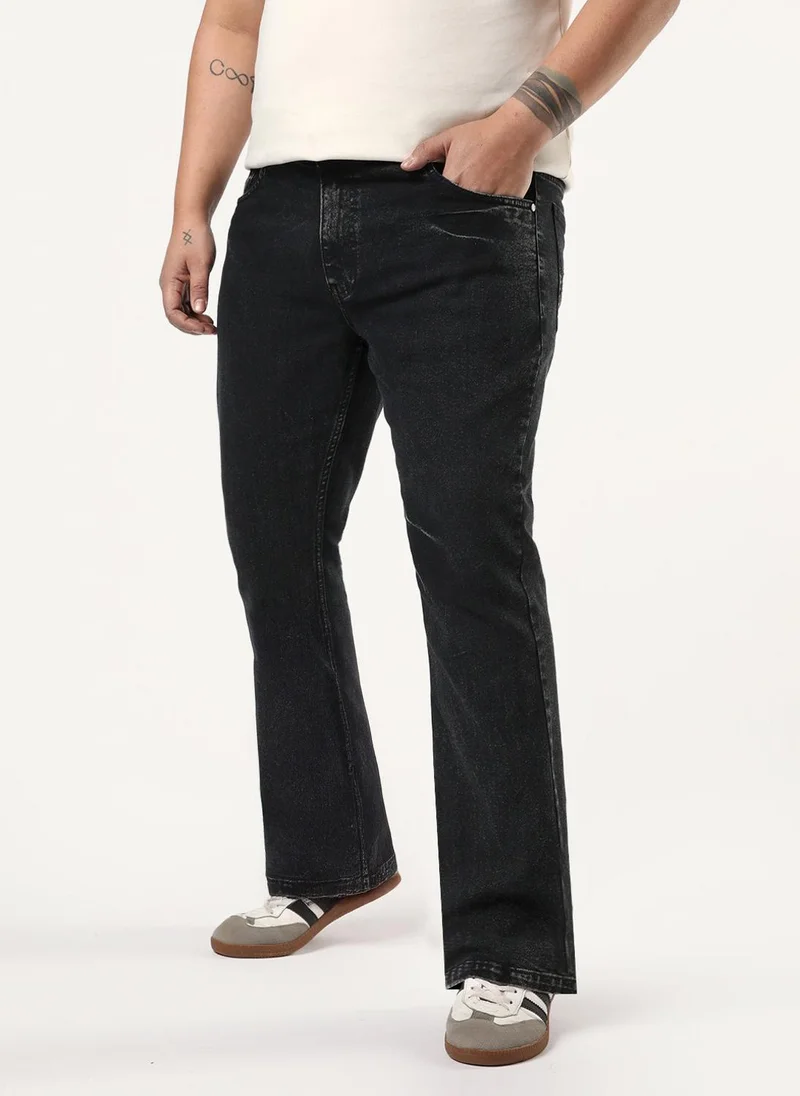 Urbano Fashion  Urbano Plus Men's Black Bootcut Fit Mid Rise Acid Wash Jeans Stretchable for Men | Best Price UAE